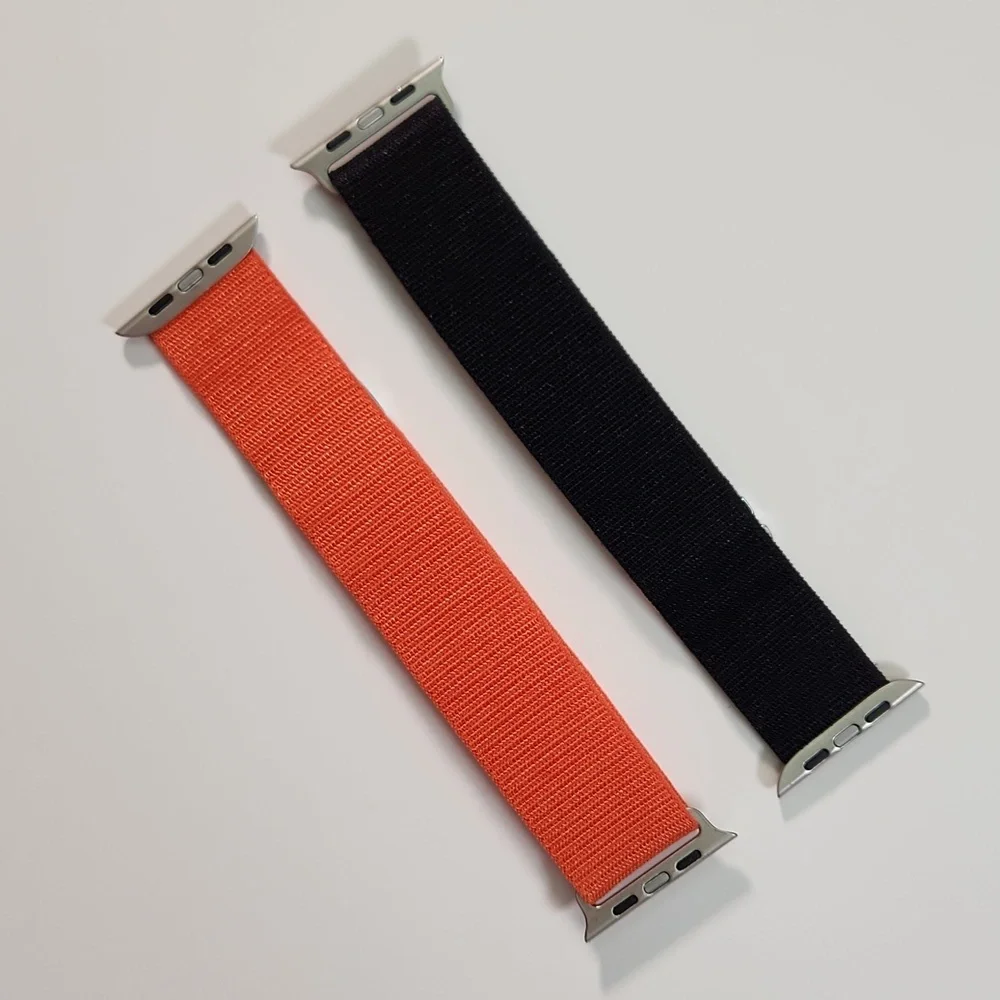 44mm lug Apple Compatible cloth hook watch bands: 1 BLACK, 1 ORANGE